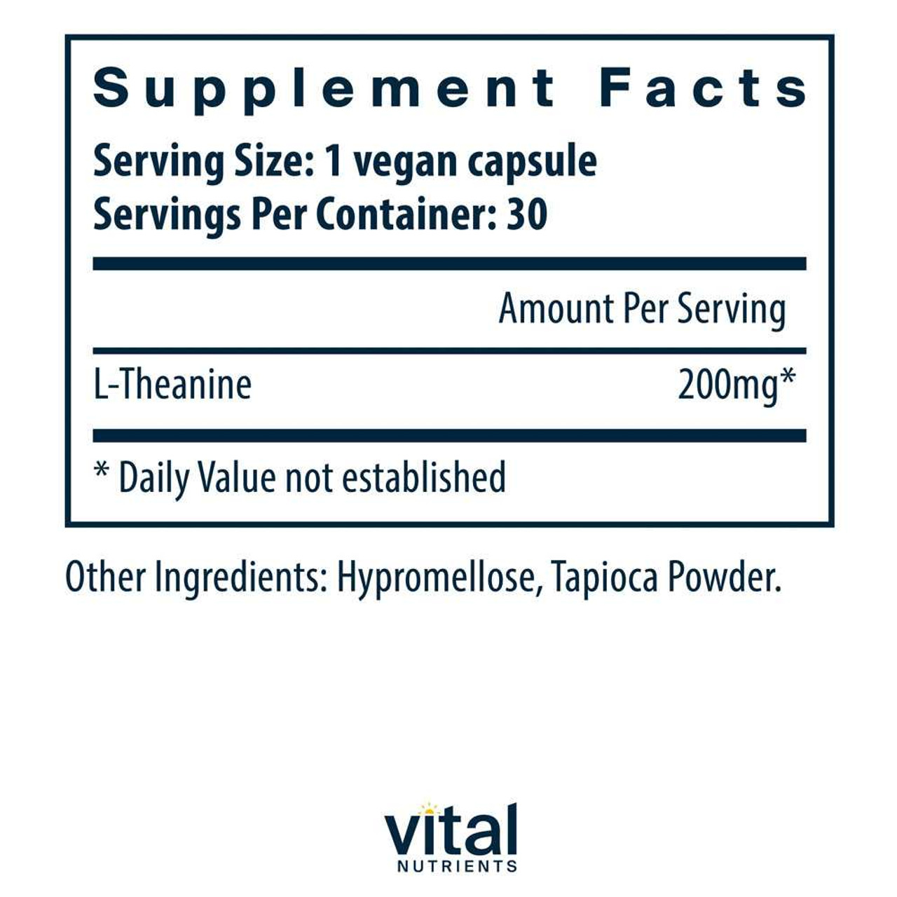 Vital Nutrients L-Theanine 200mg - 60 Capsules VNT63112 BeautifiedYou.com