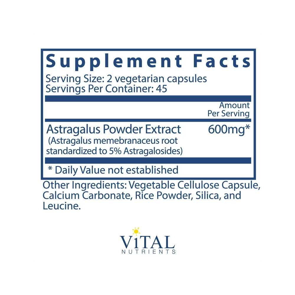 Astragalus Root Extract supplement facts panel