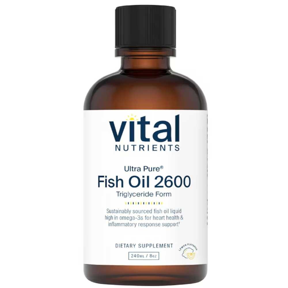 Vital Nutrients Ultra Pure Fish Oil 2600 lemon flavored 240 mL bottle
