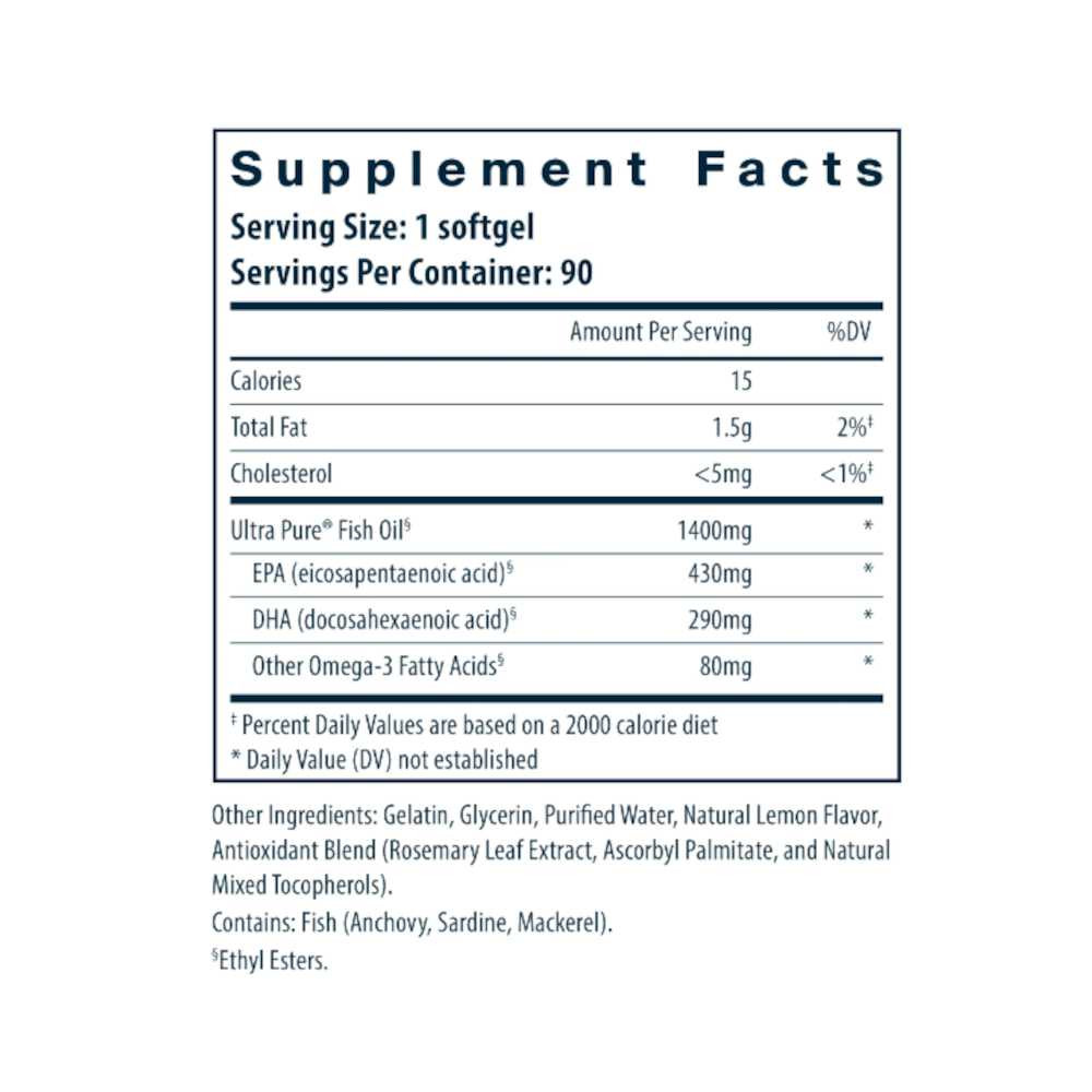 Ultra Pure Fish Oil 800 supplement facts with EPA and DHA