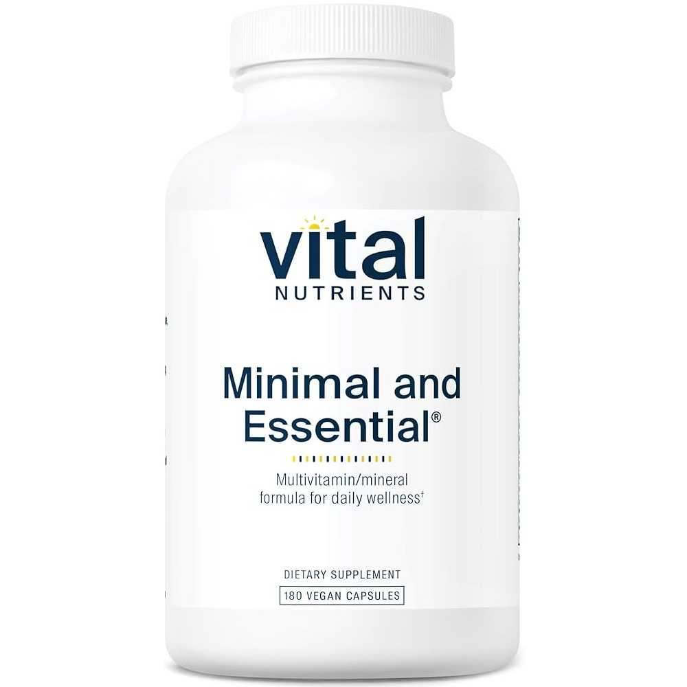 Vital Nutrients Minimal and Essential multivitamin 180 vegan capsules bottle