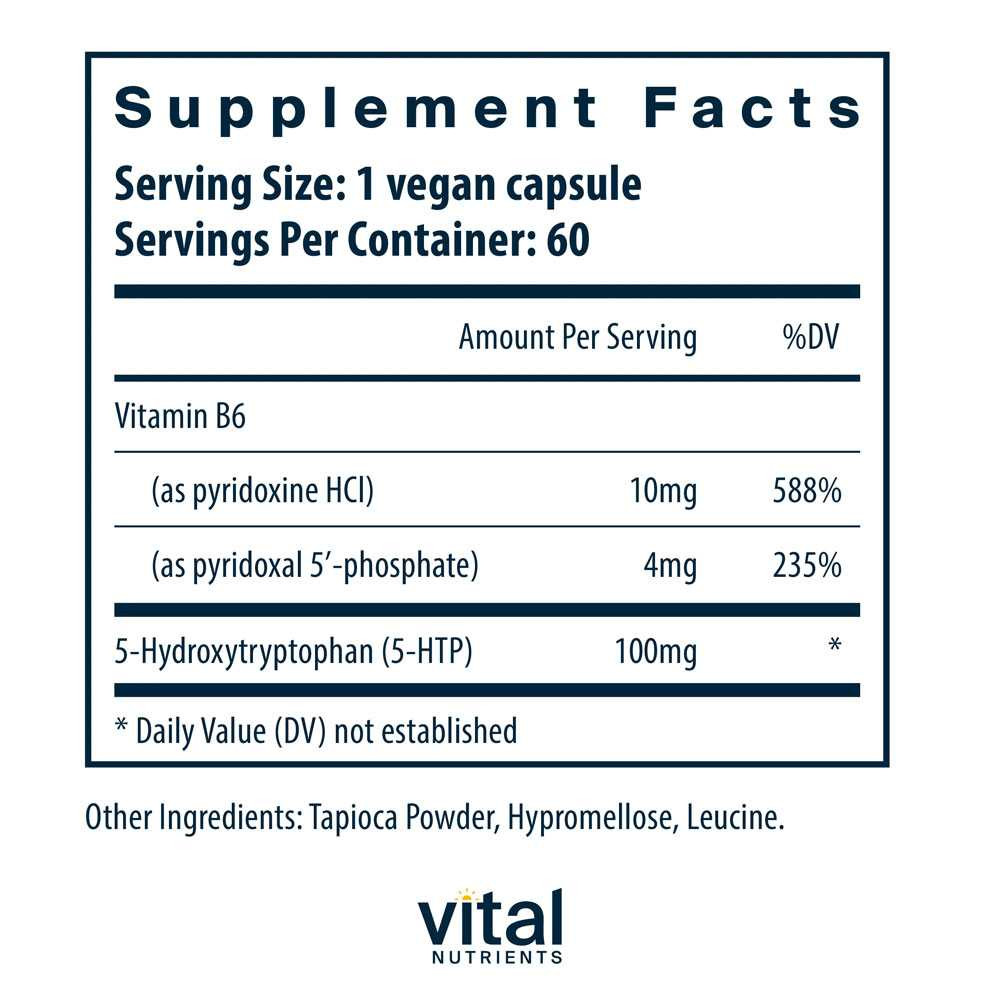 Vital Nutrients 5HTP 100mg - 60 Capsules VNT10119 BeautifiedYou.com