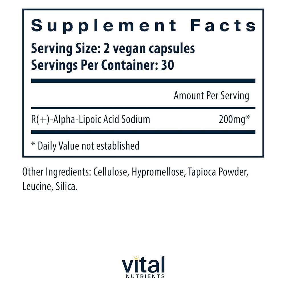 Vital Nutrients R-Lipoic Acid - 60 Capsules VNT31115 BeautifiedYou.com