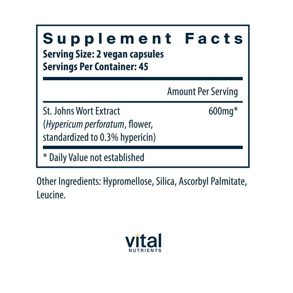 Vital Nutrients St. Johns Wort 0.3 pct Standardized Extract - 90 Capsules VNT23116 BeautifiedYou.com