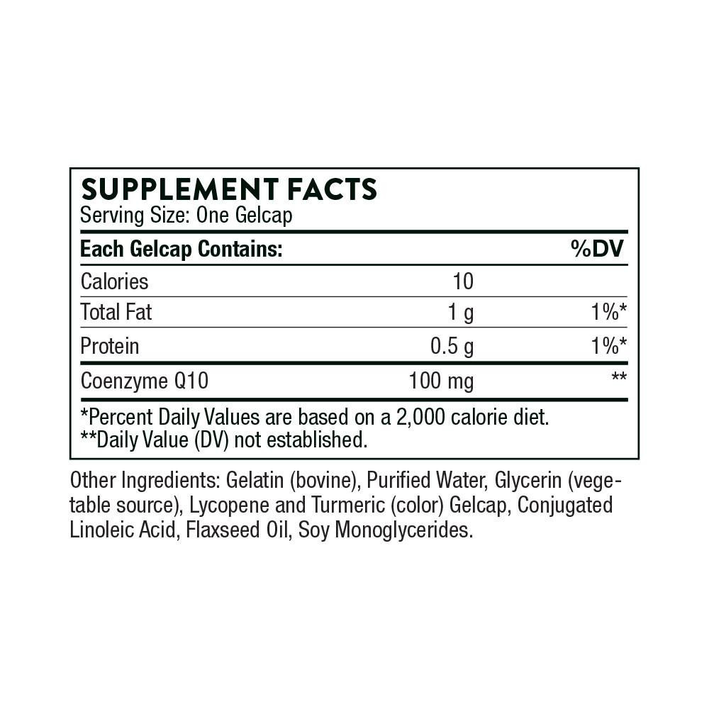 Supplement facts panel for Thorne CoQ10