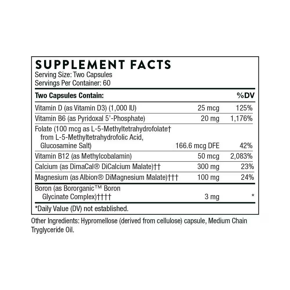 Supplement facts panel for Advanced Bone Support
