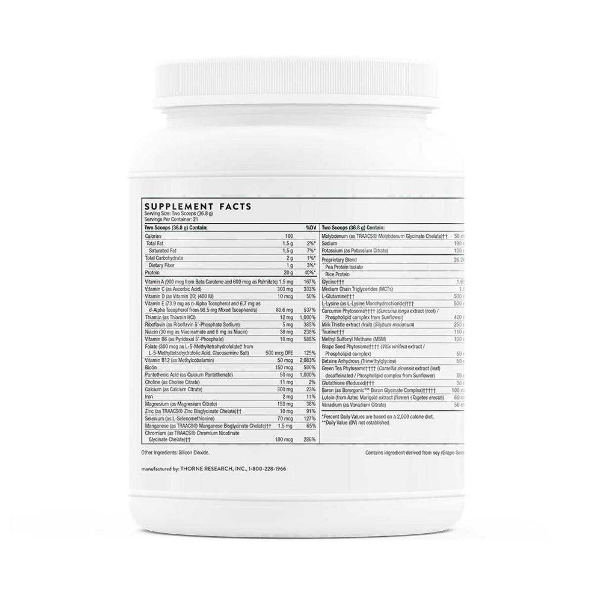 MediClear Plus canister supplement facts side