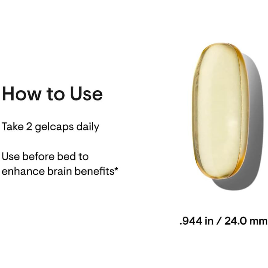 Advanced DHA gelcap measuring 0.944 inches with how to use
