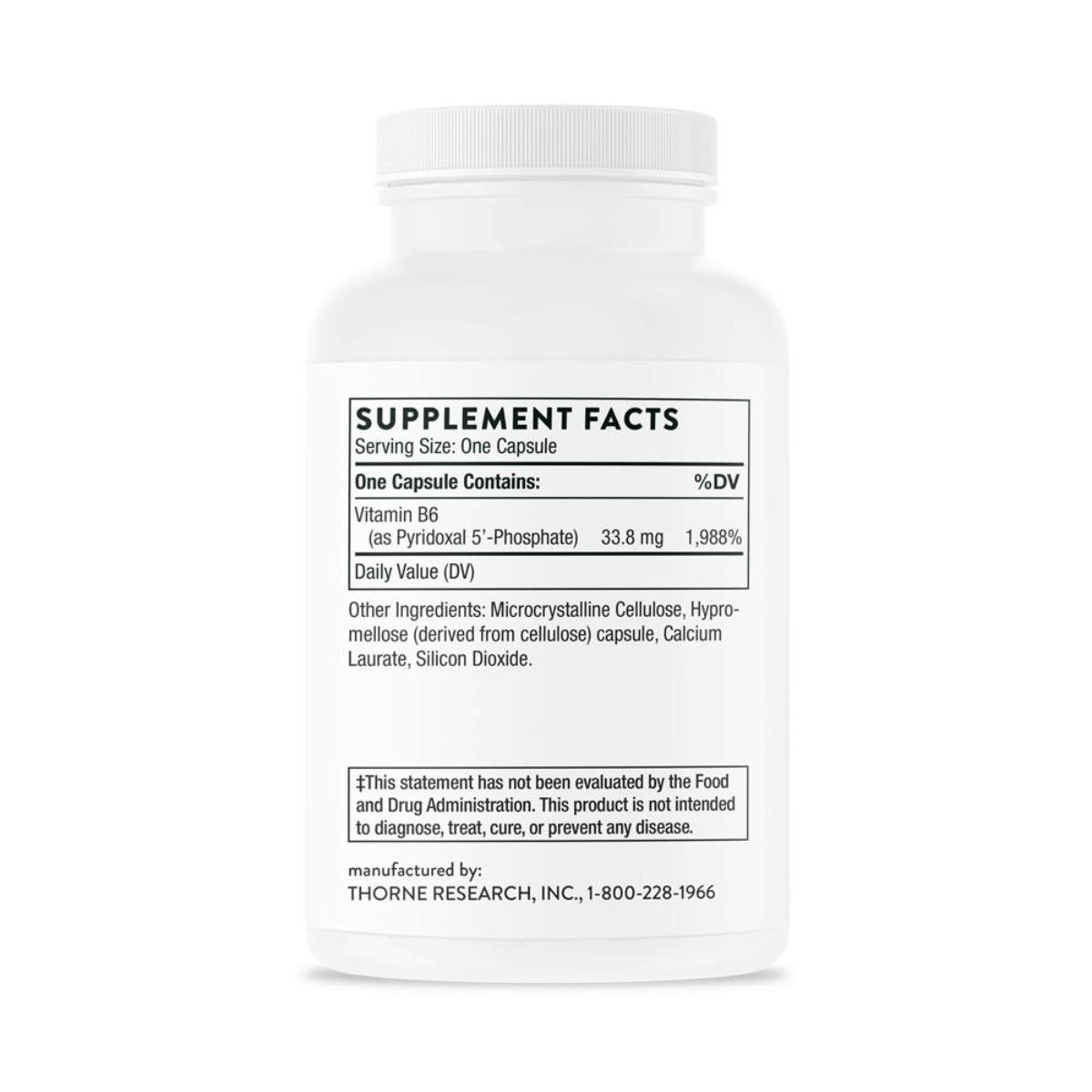 Back of the Pyridoxal 5'-Phosphate bottle with supplement facts