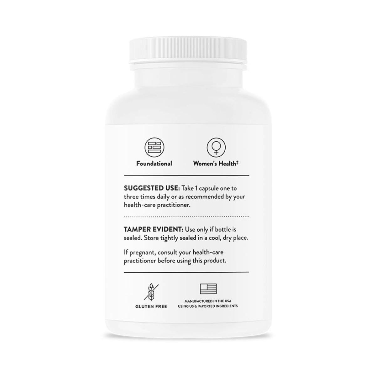 Side of the Pyridoxal 5'-Phosphate bottle with suggested use and warnings