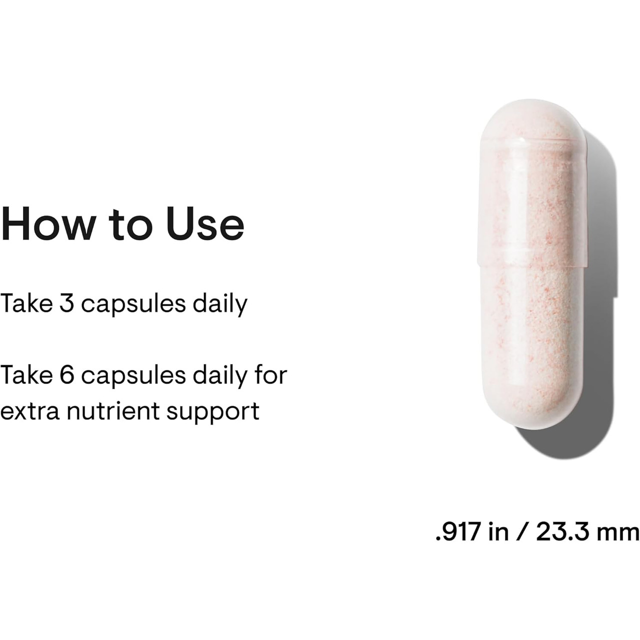 How to use directions with a single capsule shown at actual size