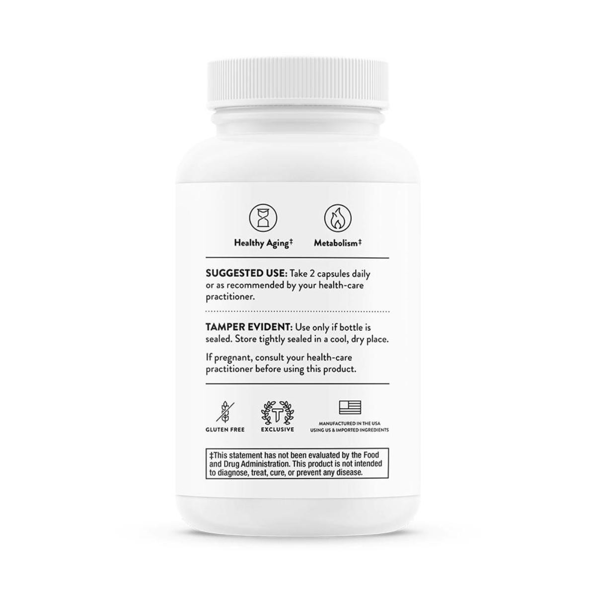 Suggested use and icons on the side of the ResveraCel bottle