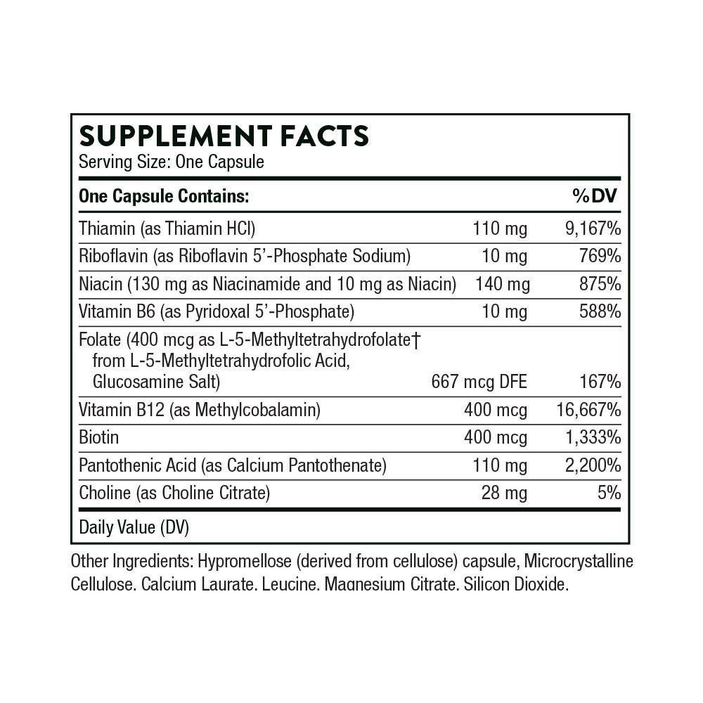 Supplement facts panel for Basic B Complex