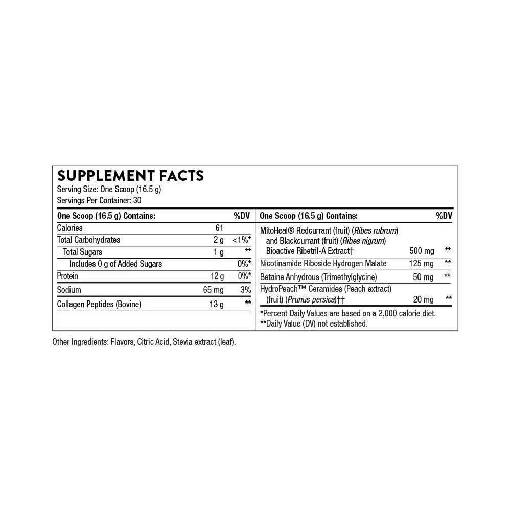 Thorne Collagen Plus supplement facts panel