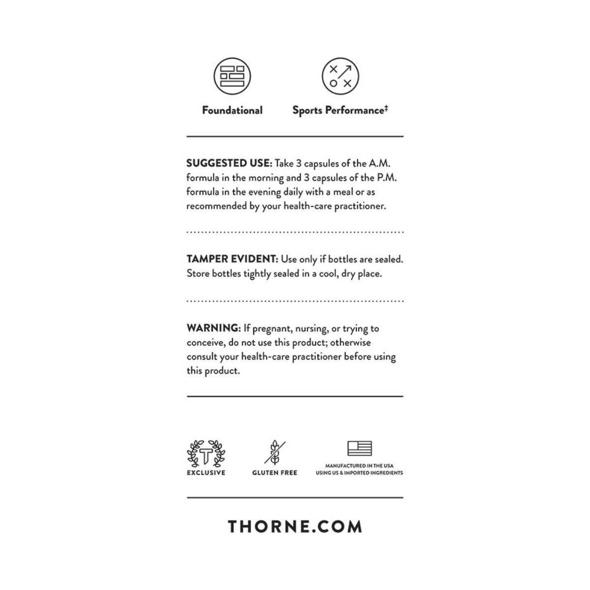 Thorne Multi-Vitamin Elite AM and PM - 2 Bottles with 90 Capsules each THR07081 BeautifiedYou.com