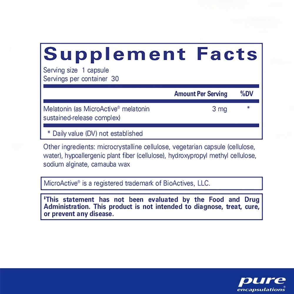Melatonin-SR supplement facts, 3 mg sustained release melatonin