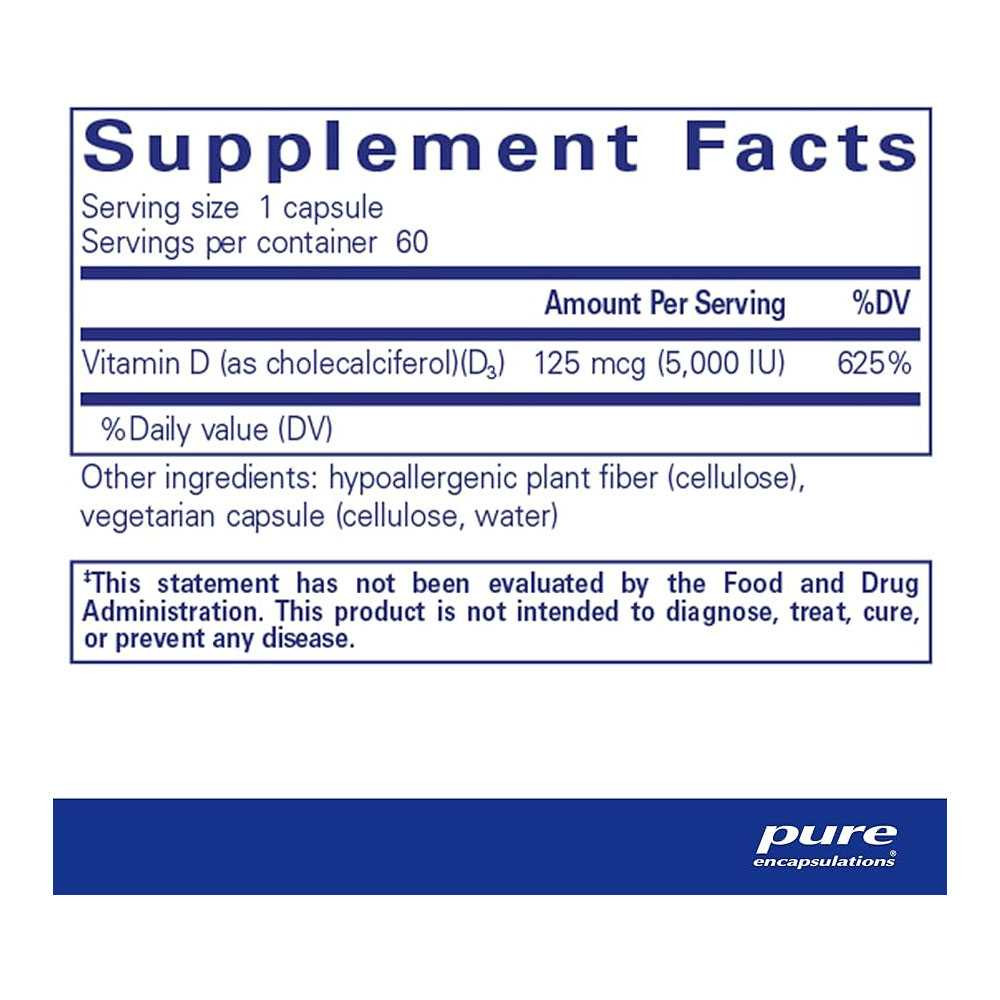 Vitamin D3 (Vegan) supplement facts panel