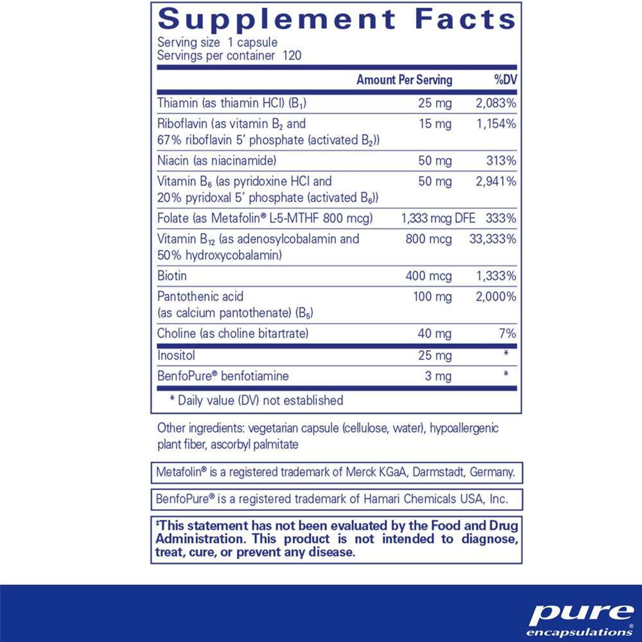 Pure Encapsulations PureGenomics B-Complex - 120 Capsules PURE18218 BeautifiedYou.com
