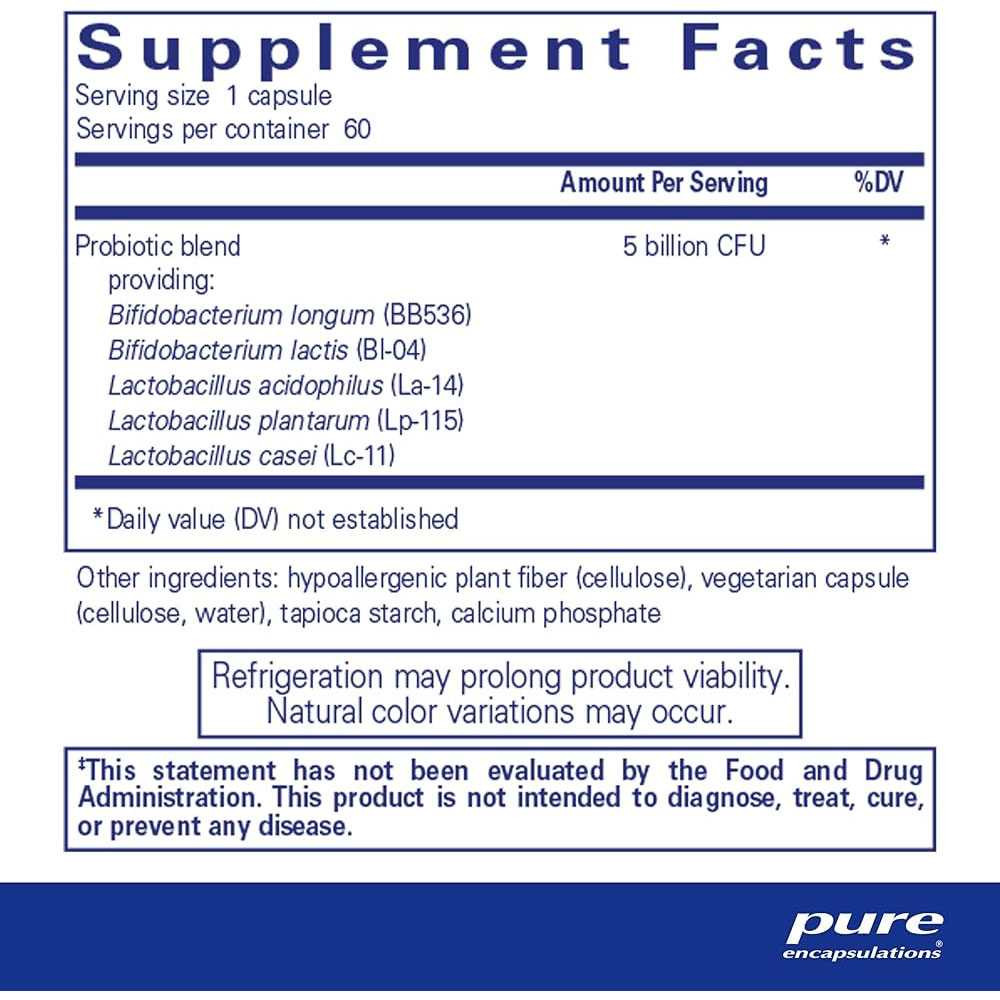 Probiotic IMM supplement facts, 5 billion CFU probiotic blend