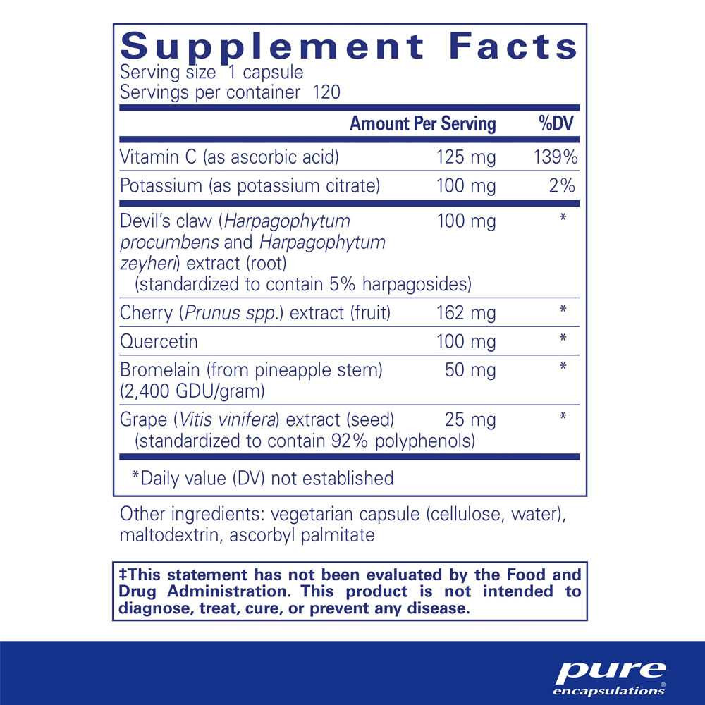 Uric Acid Formula supplement facts panel