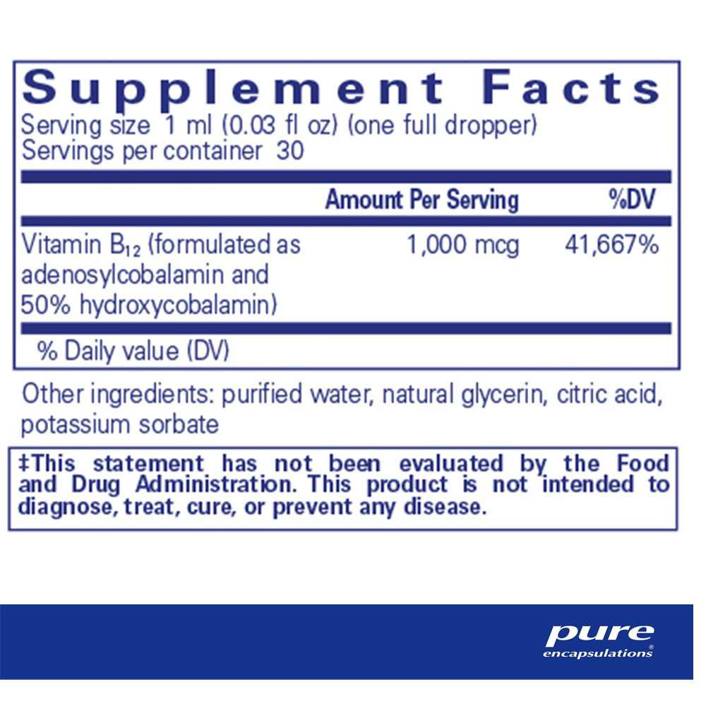 Pure Encapsulations Adenosyl/Hydroxy B12 Liquid - 30 Milliliters PURE17341 BeautifiedYou.com