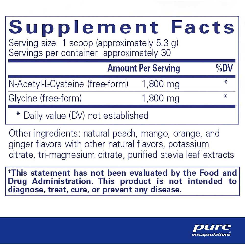 Pure Encapsulations NAC + Glycine Powder supplement facts panel