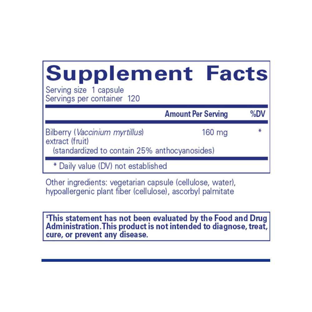 Pure Encapsulations Bilberry 160mg - 120 Capsules PURE03399 BeautifiedYou.com
