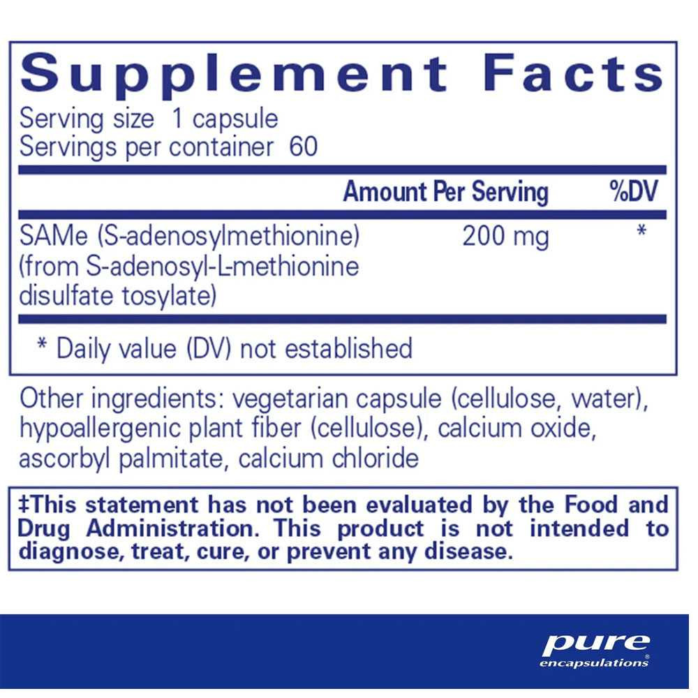 Pure Encapsulations SAMe - 60 Capsules PURE15040 BeautifiedYou.com