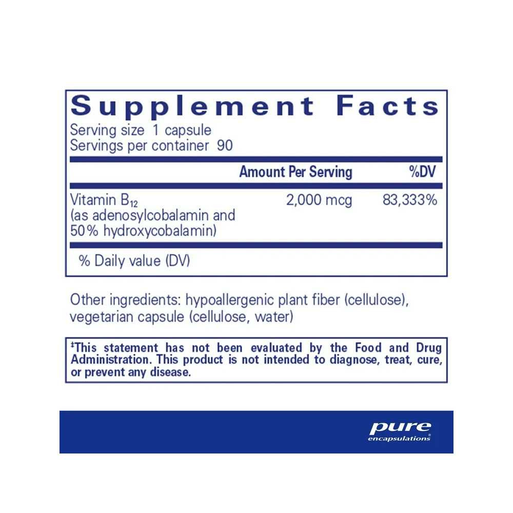 Pure Encapsulations Adenosyl/Hydroxy B12 - 90 Capsules PURE16306 BeautifiedYou.com