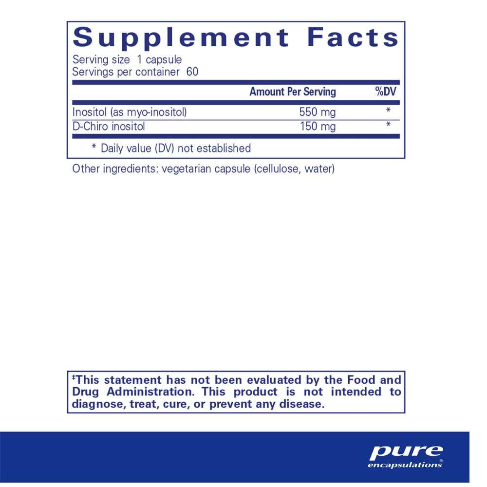 Pure Encapsulations Inositol Complex supplement facts panel