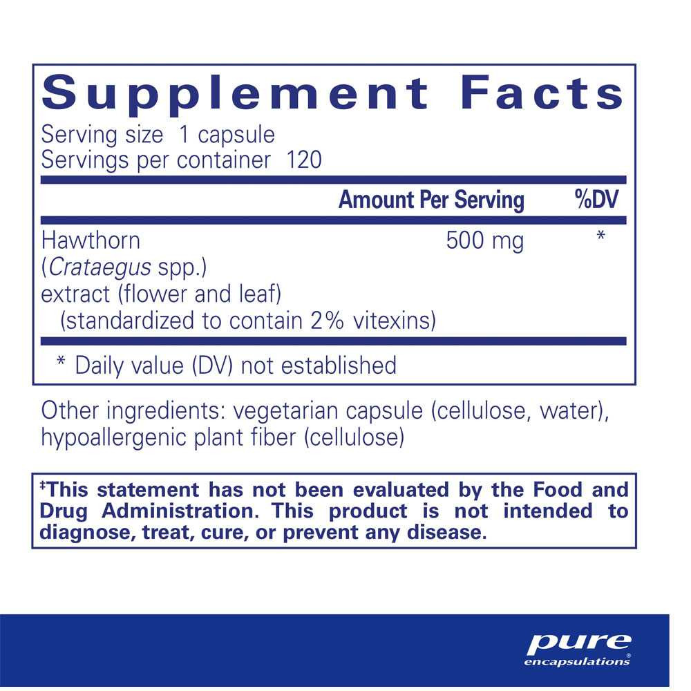 Pure Encapsulations Hawthorn Extract - 120 Capsules PURE01494 BeautifiedYou.com
