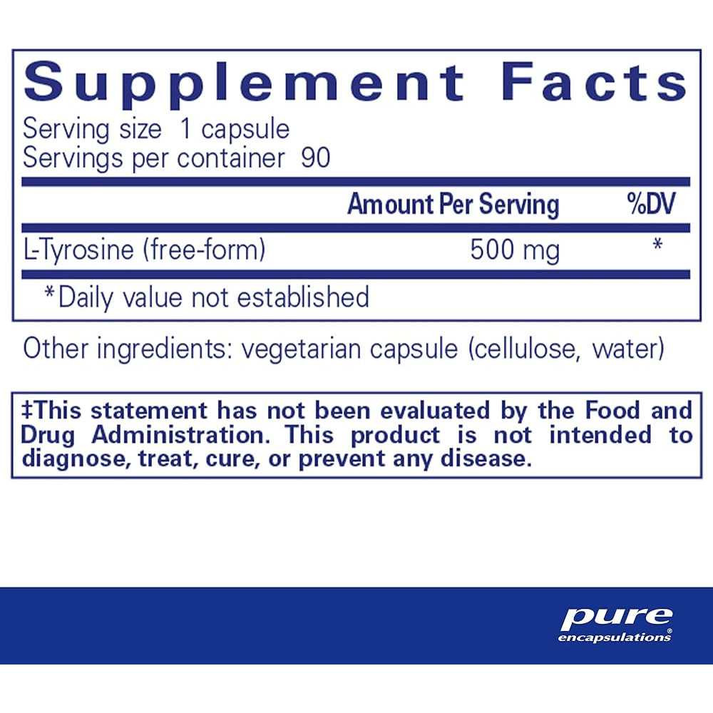 l-Tyrosine supplement facts panel