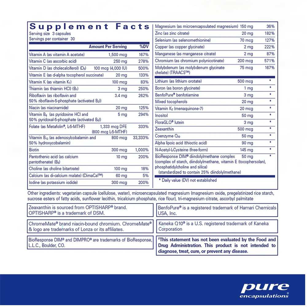 Pure Encapsulations PureGenomics UltraMultivitamin - 90 Capsules PURE22642 BeautifiedYou.com
