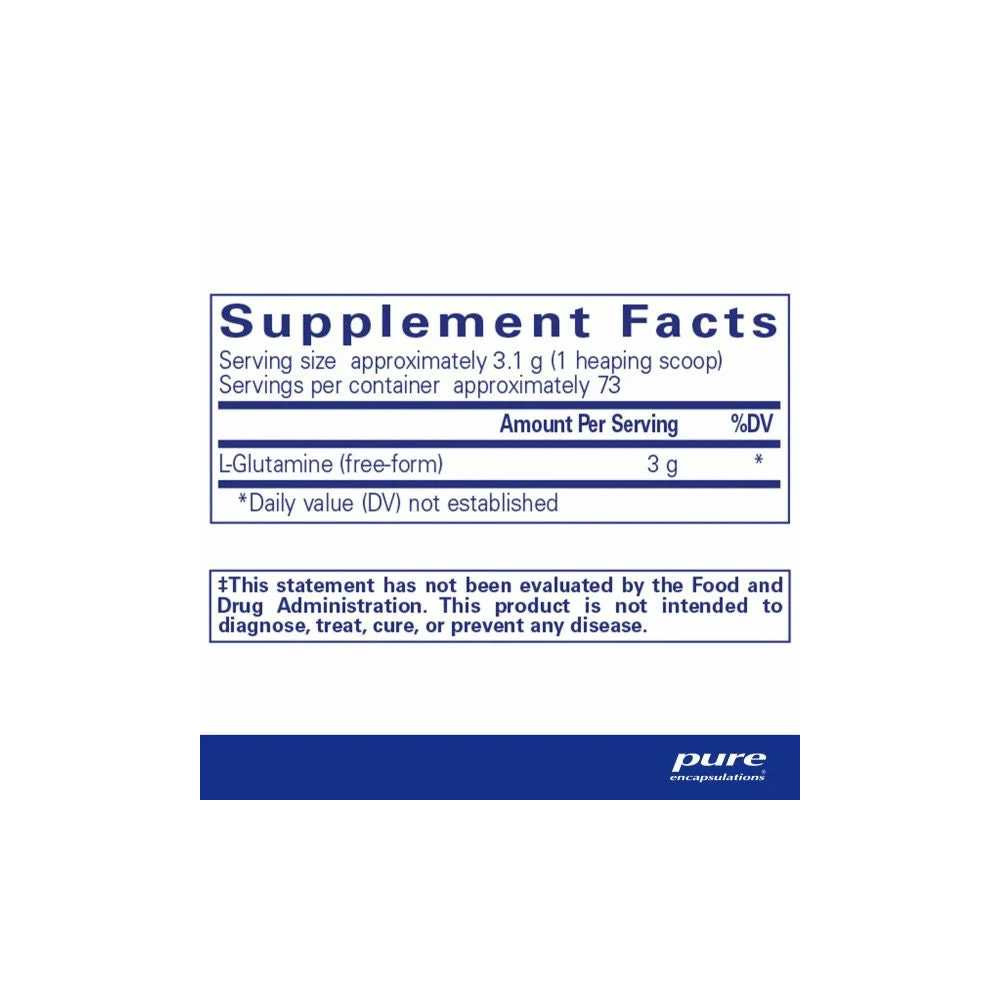 Supplement facts for L-Glutamine Powder