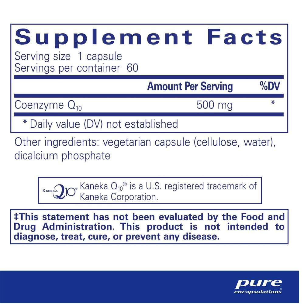 Pure Encapsulations CoQ10 500mg - 60 Capsules PURE03085 BeautifiedYou.com