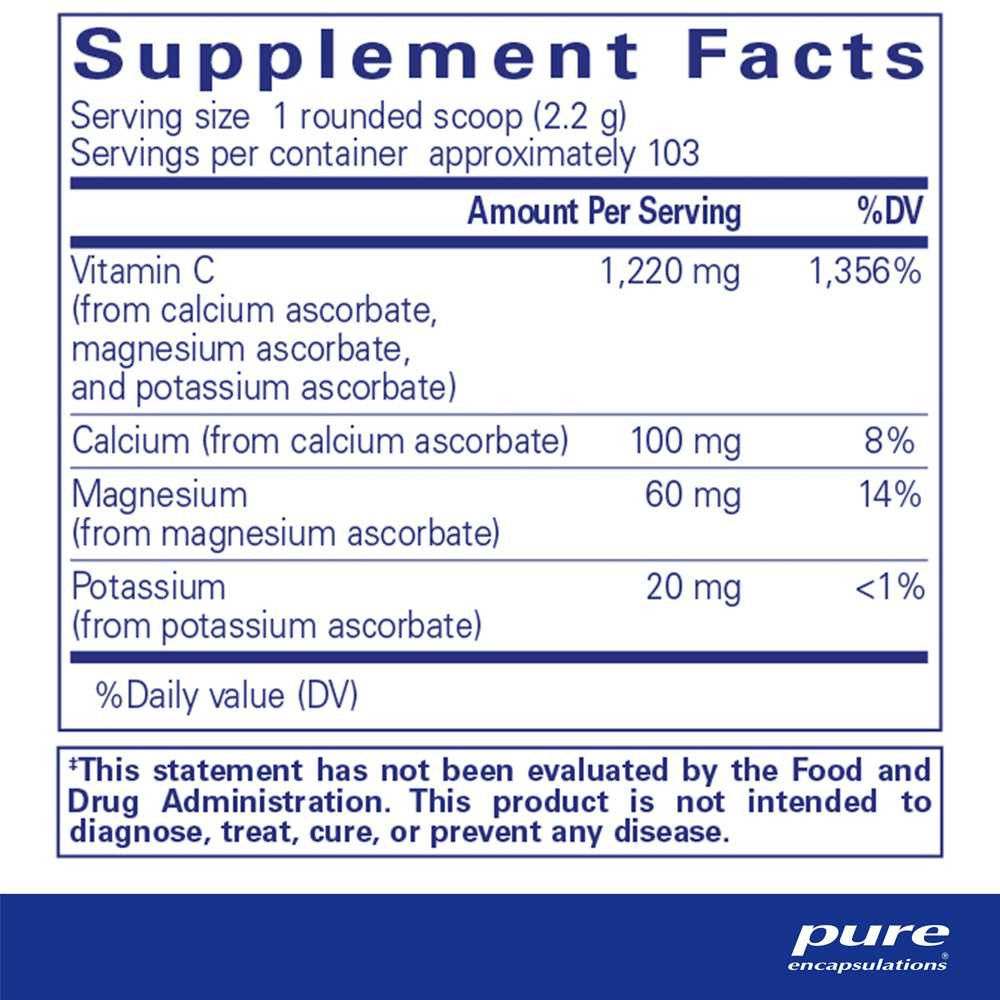 Pure Encapsulations Buffered Ascorbic Acid Powder - 227 Grams PURE19734 BeautifiedYou.com