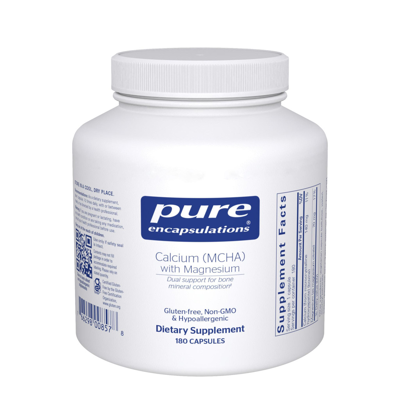 Pure Encapsulations Calcium (MCHA) With Mag - 180 Capsules PURE08578 BeautifiedYou.com
