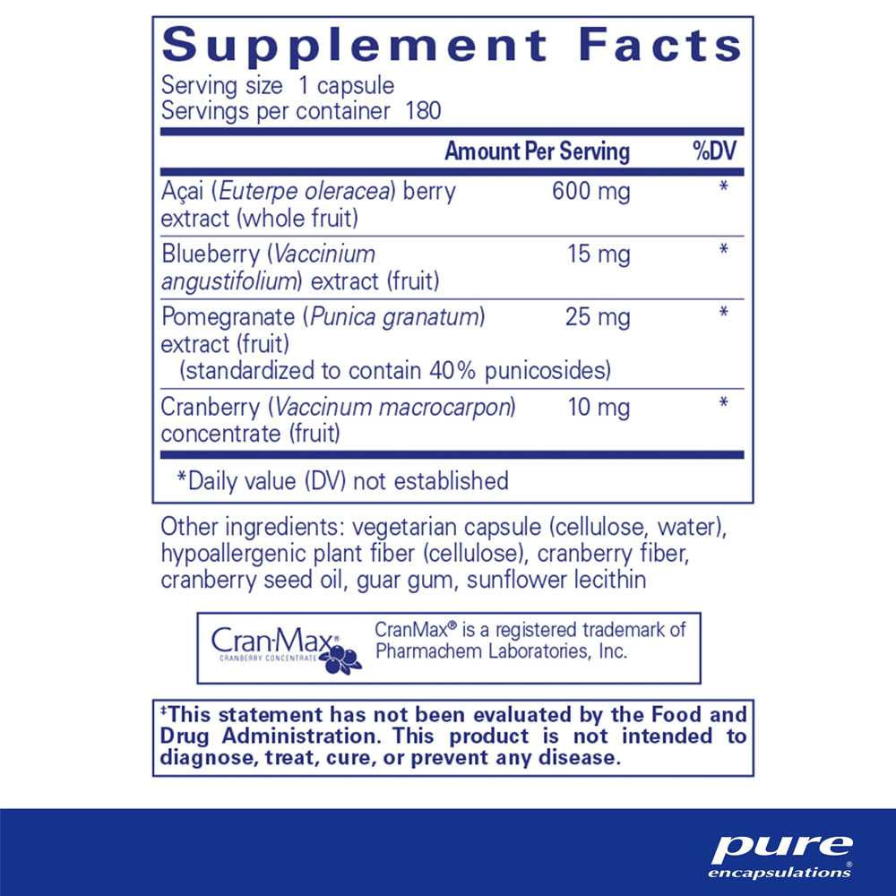 Acai 600 supplement facts panel