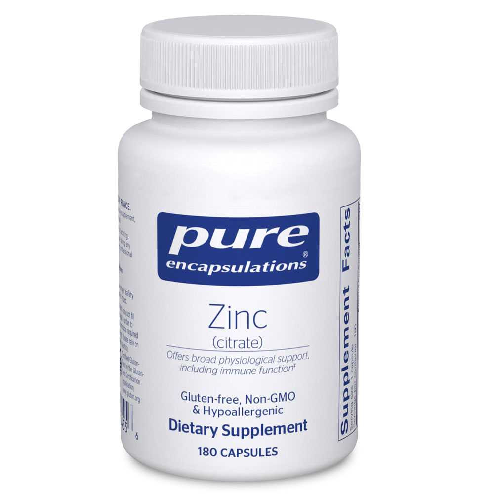 Pure Encapsulations Zinc (Citrate) 180 capsules bottle