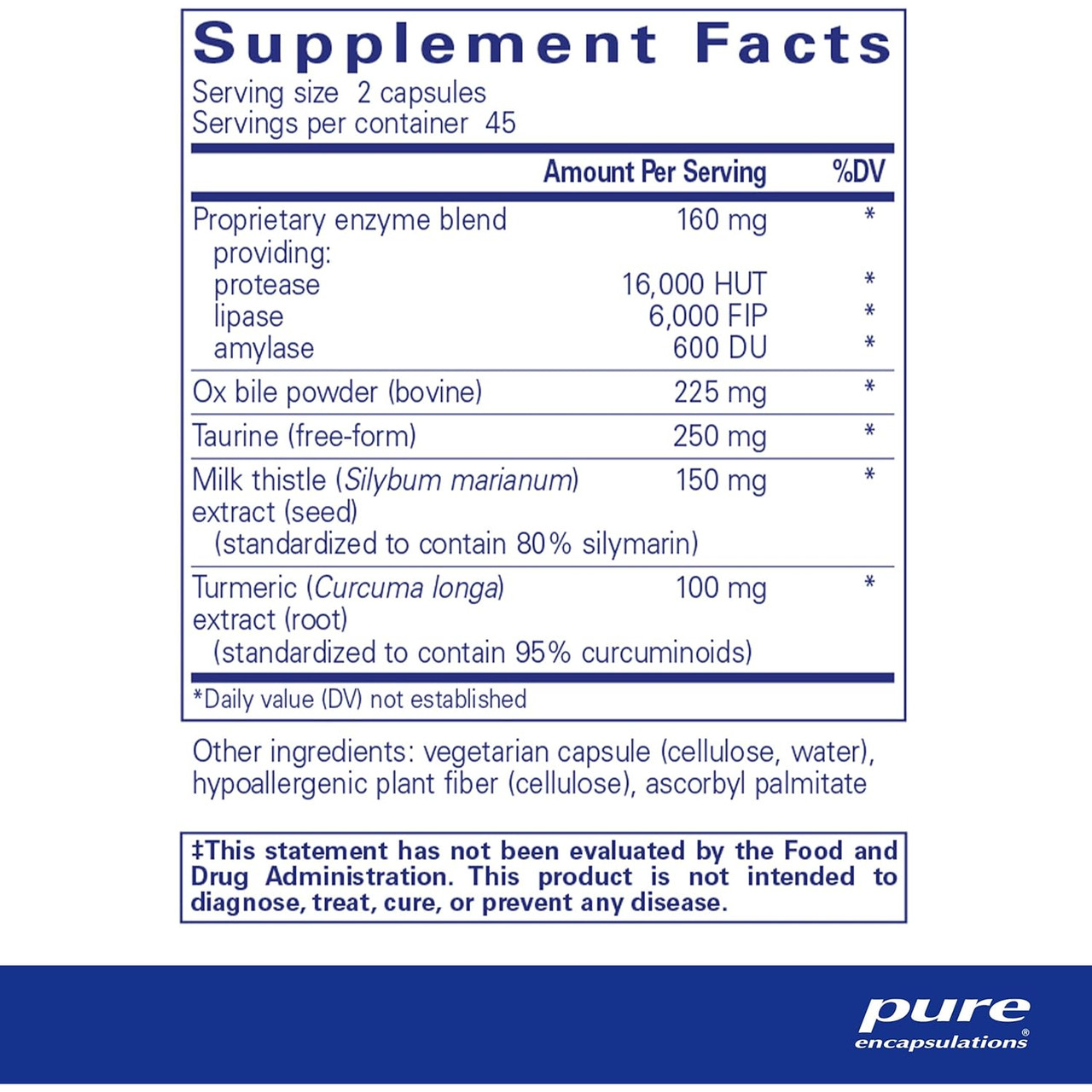 Digestion GB supplement facts, 45 servings