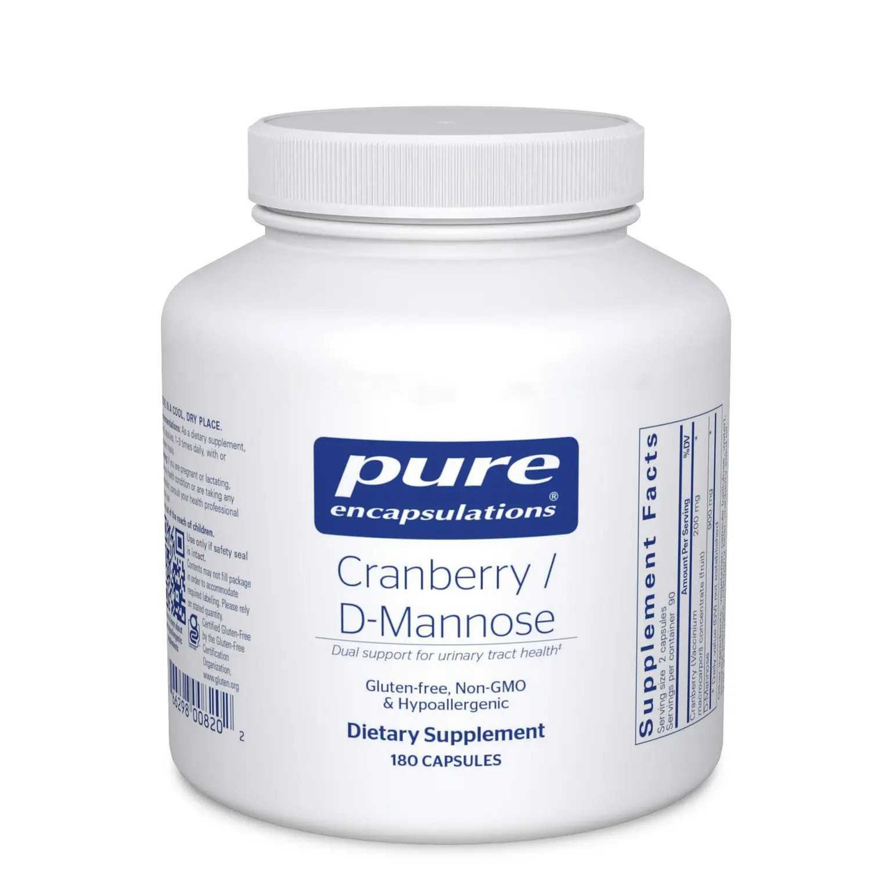 Pure Encapsulations Cranberry/D-Mannose 180 capsule bottle
