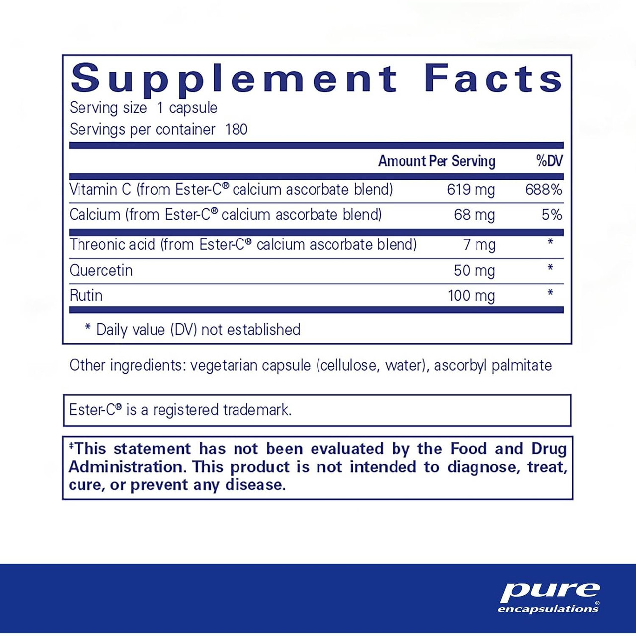 Ester-C & Flavonoids supplement facts, 180 servings