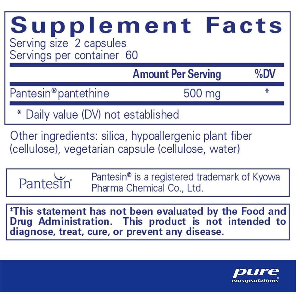 Pantethine supplement facts panel, 60 servings