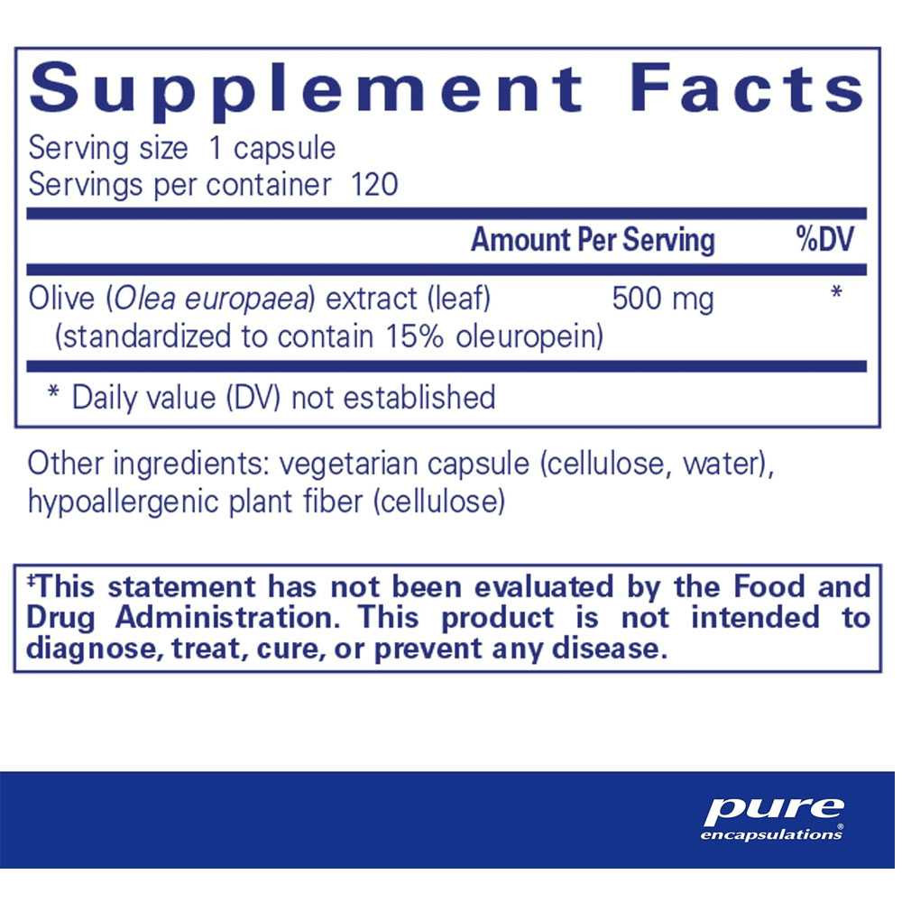 Pure Encapsulations Olive Leaf Extract PURE-OLE BeautifiedYou.com