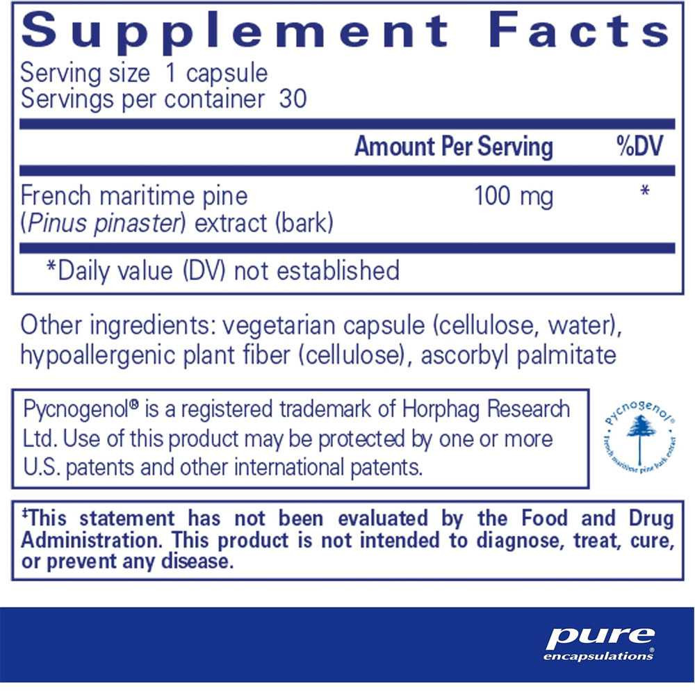 Pure Encapsulations Pycnogenol 100mg PURE-P100mg BeautifiedYou.com