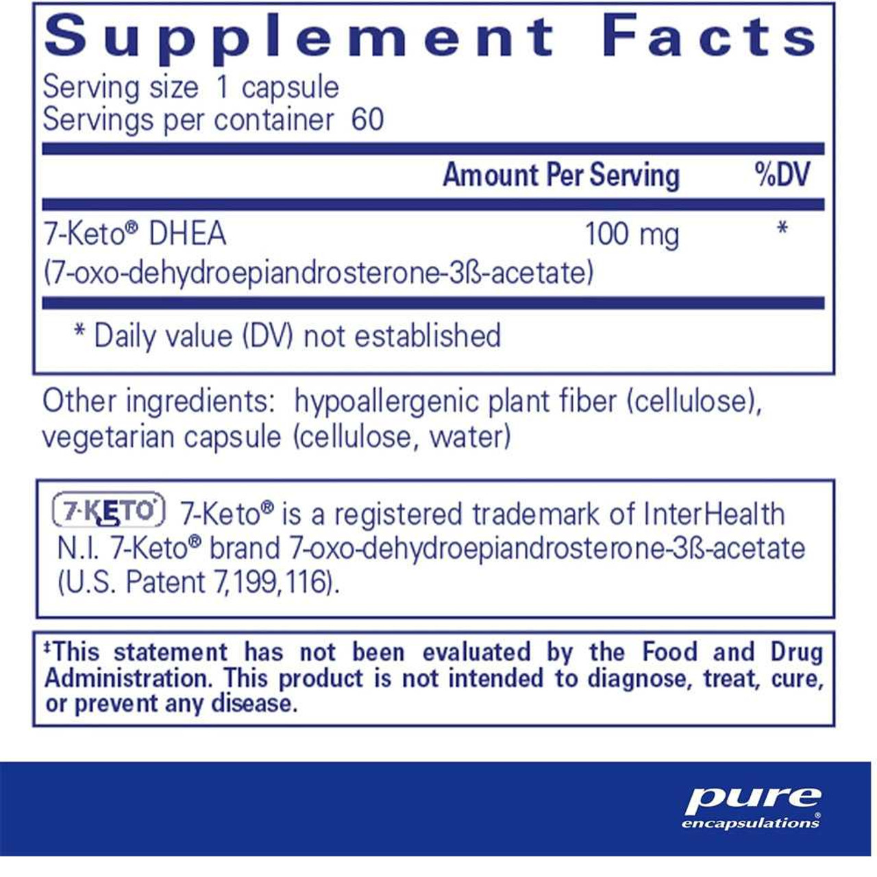 Pure Encapsulations 7-Keto DHEA 100mg PURE-7KDHEA100mg BeautifiedYou.com