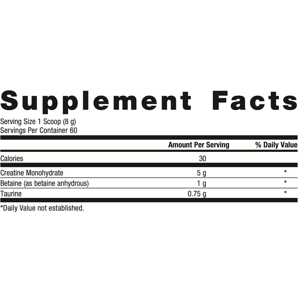 Creatine UP supplement facts panel