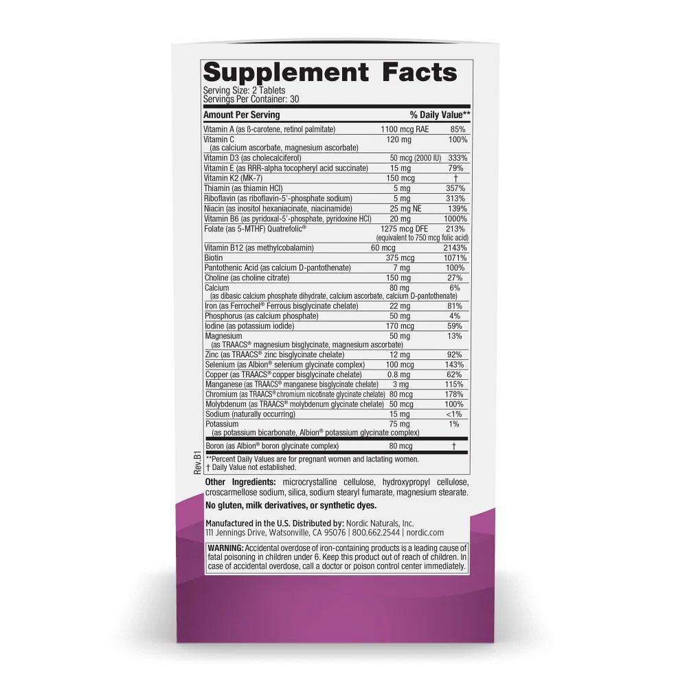Prenatal Multivitamin box showing supplement facts