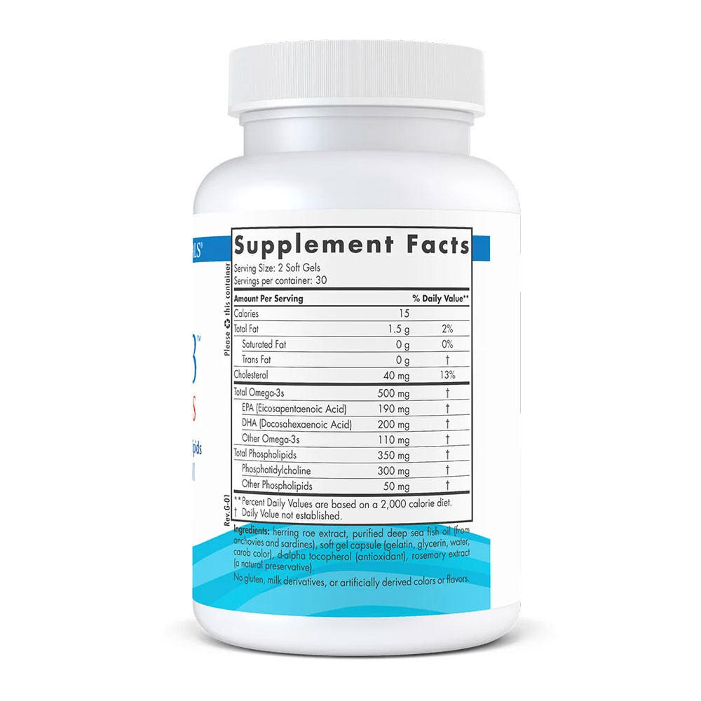 Omega-3 Phospholipids bottle with supplement facts