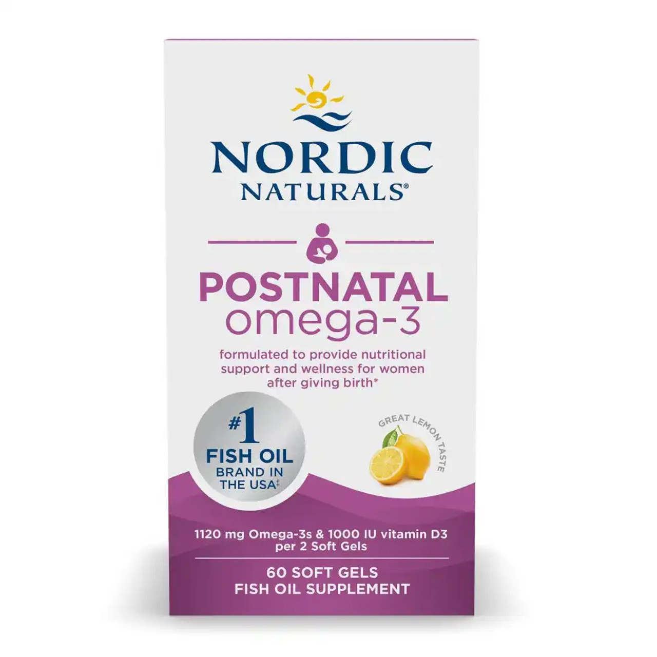 Nordic Naturals Postnatal Omega-3, Lemon Flavor - 60 Softgels NDNA17582 BeautifiedYou.com